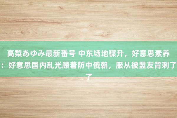 高梨あゆみ最新番号 中东场地骤升，好意思素养：好意思国内乱光顾着防中俄朝，服从被盟友背刺了