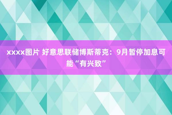 xxxx图片 好意思联储博斯蒂克：9月暂停加息可能“有兴致”