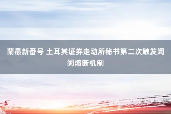 蘭最新番号 土耳其证券走动所秘书第二次触发阛阓熔断机制