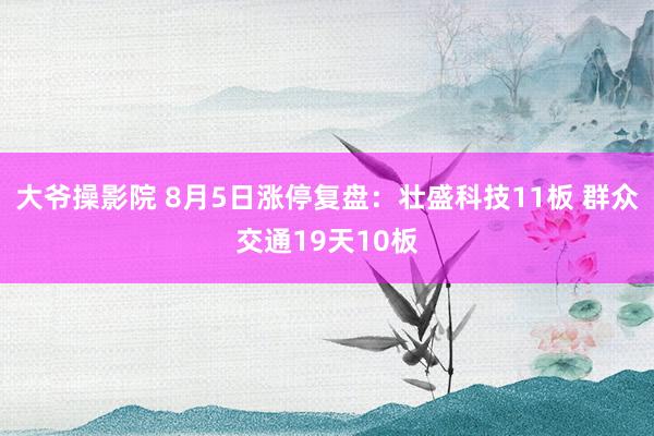 大爷操影院 8月5日涨停复盘：壮盛科技11板 群众交通19天10板