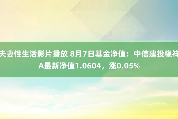 夫妻性生活影片播放 8月7日基金净值：中信建投稳祥A最新净值1.0604，涨0.05%