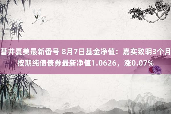 蒼井夏美最新番号 8月7日基金净值：嘉实致明3个月按期纯债债券最新净值1.0626，涨0.07%