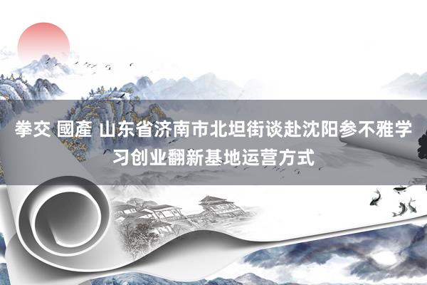 拳交 國產 山东省济南市北坦街谈赴沈阳参不雅学习创业翻新基地运营方式