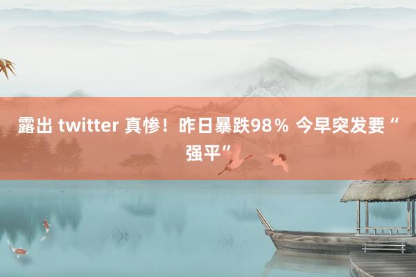 露出 twitter 真惨！昨日暴跌98％ 今早突发要“强平”